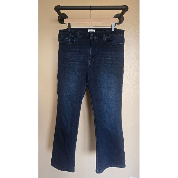 FRAME darker blue denim Le Crop Mini Boot jeans women's size 33 - Picture 1 of 12